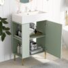 Bathroom Vanity, Combo Cabinet, Bathroom Storage Cabinet, Single Ceramic Sink, Left Side Storage - Green - Image 3