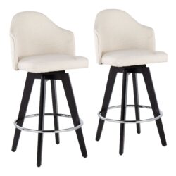 Ahoy - Contemporary Fixed Height Counter Stool Round Chrome Footrest (Set of 2) - Cream / Black