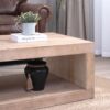 Rustic Solid Wood Coffee Table With Open Shelf, Modern Farmhouse Design - Light Natural / Natural - Image 8