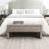 Modern Bed End Bench With Storage, Upholstered Large Foot Rest Stool, Comfy Window Vanity Bench For Living Room, Dorm, Coffee Table, Linen - Gray Brown - Image 5