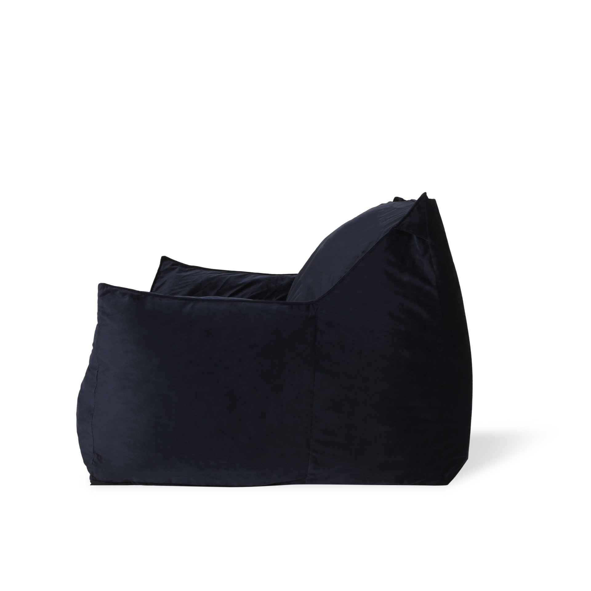 Allea - Velveteen Bean Bag Chair With Armrests - Midnight Blue - Image 6