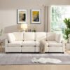 Sectional Sofa Couch Sofa Bed U-Shaped Sofa With Two Movable Ottoman And Three USB Ports For Living Room - Beige - Image 10