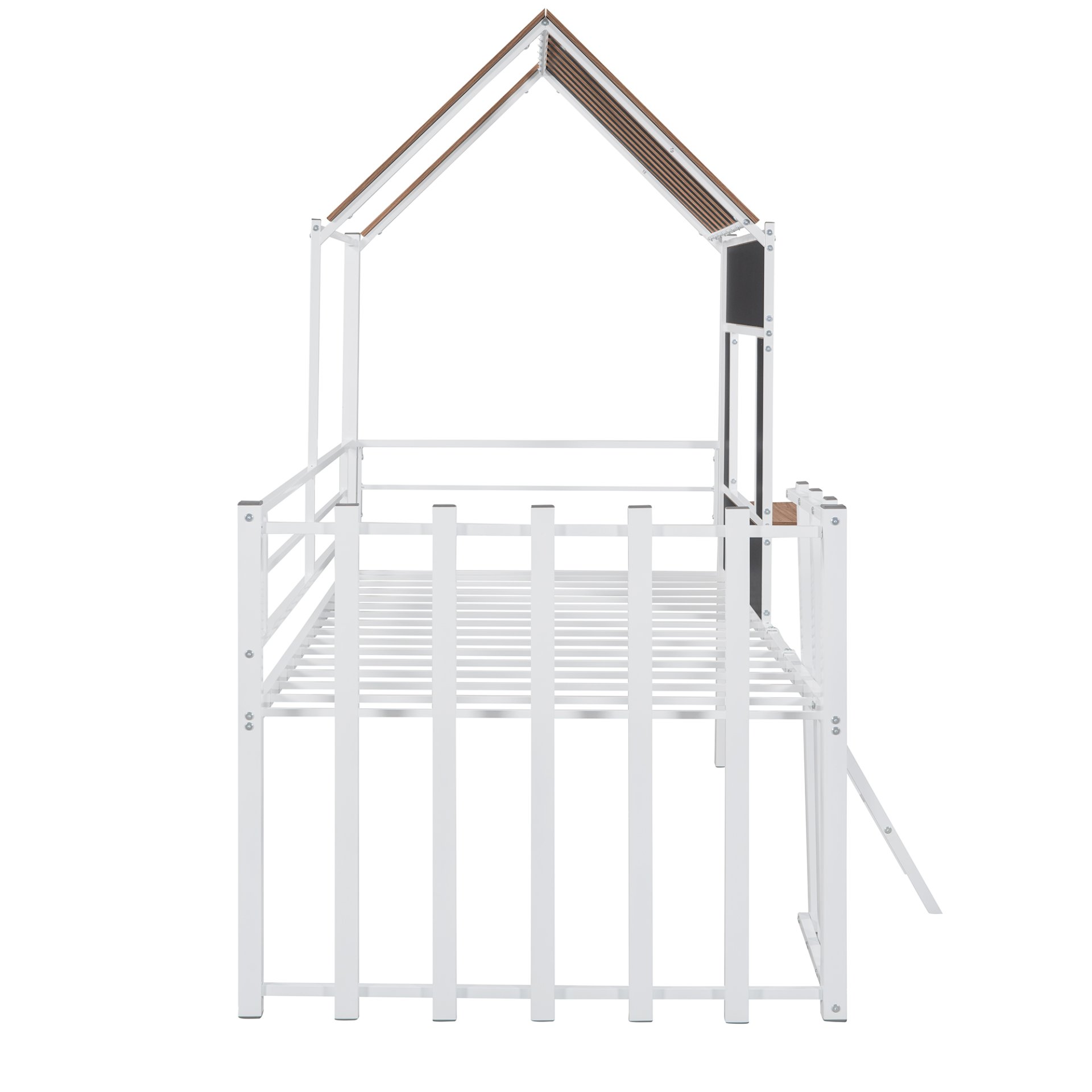 Twin Size Loft Bed With Roof, Window, Guardrail, Ladder - White - Image 9