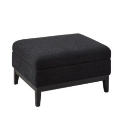 Upholstered Wood Base Storage Ottoman With Reversible Lid Coffee Table, Foot Stool Square Footrest With Rubberwood Legs For Living Room Bedroom Entryway And Office - Black