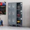 Lockers For Employees With 3 Door Storage Locker Durable For Gym, School, Office - Gray - Image 5