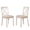 Modern Dining Table Set For 4, Round Table And 4 Kitchen Room Chairs, 5 Piece Kitchen Table Set For Dining Room, Dinette, Breakfast Nook - Antique White - Image 22