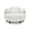 Corduroy Sofa With Two Throw Pillows And A Waist Pillow With An Extra Tray For Comfortable Seating Suitable For Small Apartment Bedroom Space - Beige - Image 7