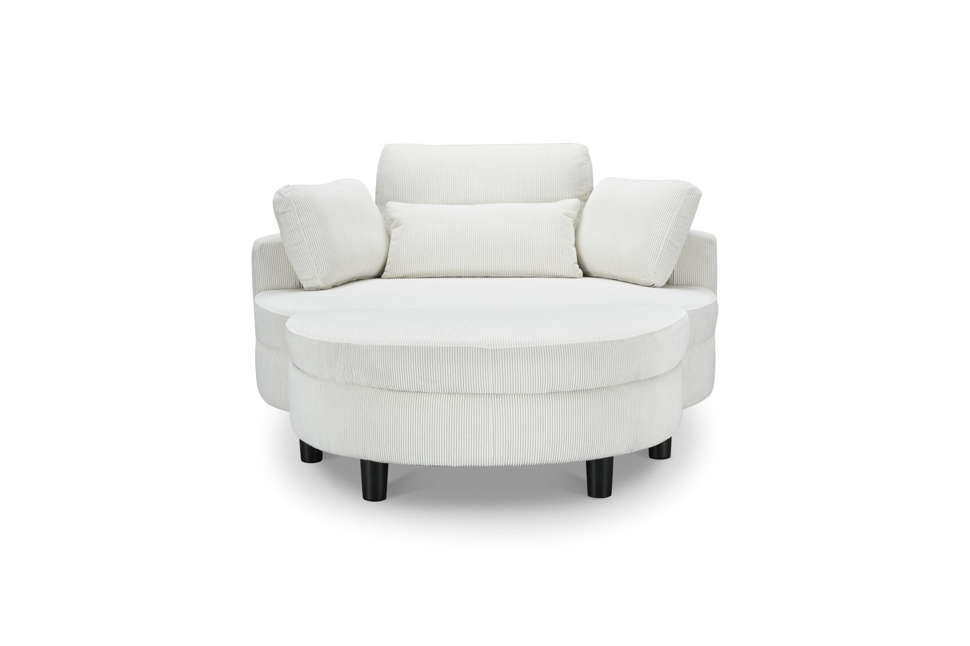 Corduroy Sofa With Two Throw Pillows And A Waist Pillow With An Extra Tray For Comfortable Seating Suitable For Small Apartment Bedroom Space - Beige - Image 7