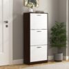 Modern Freestanding Shoe Storage Cabinet With 3 Flip Drawers - White / Walnut - Image 2