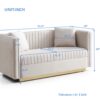 Contemporary Vertical Channel Tufted Sofa Loveseat Modern Upholstered Couch For Living Room With 2 Pillows - Beige - Image 3