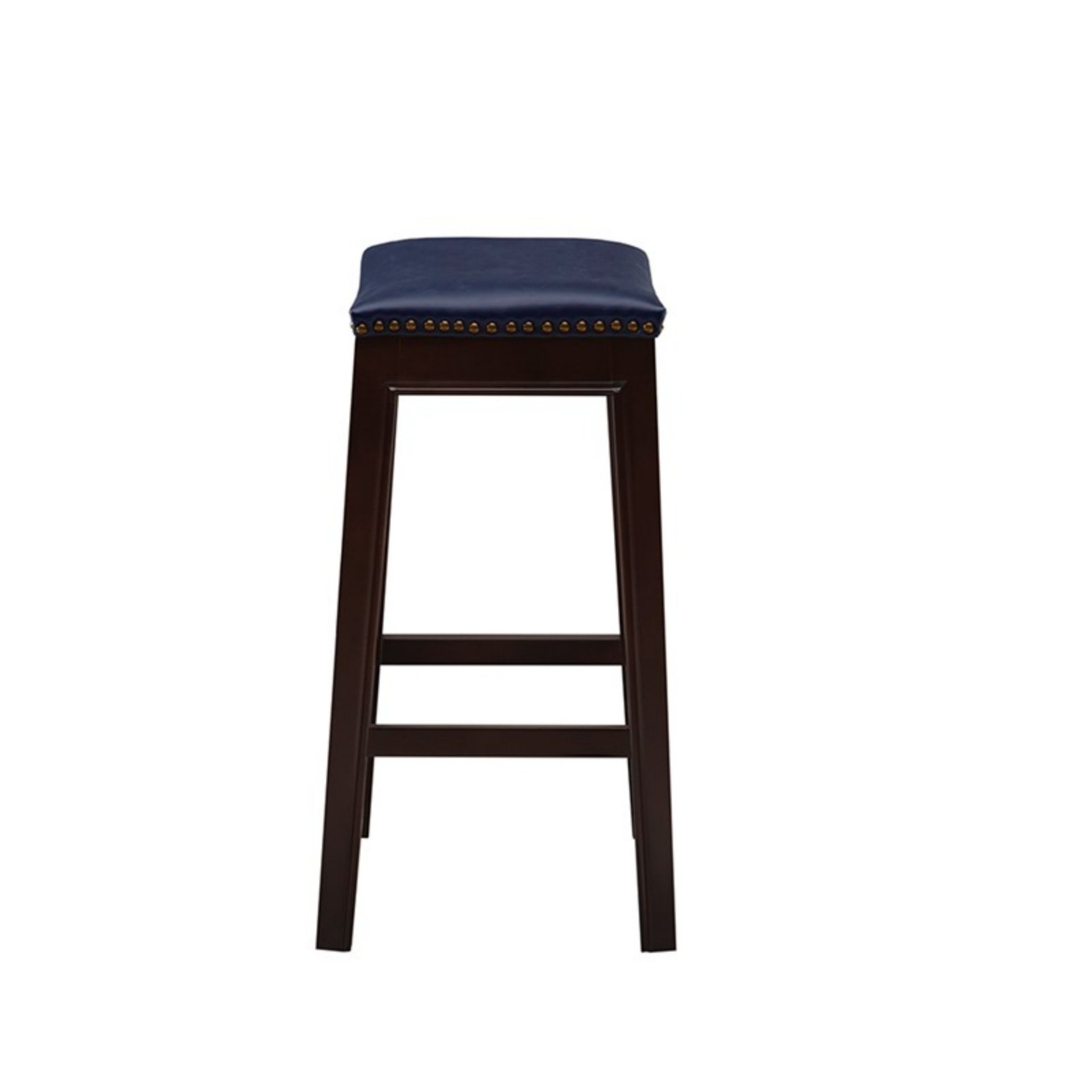 Saddle Counter Stool With Antique Bronze Detailing And High Density Foam - Navy - Image 5
