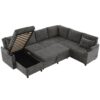 Sectional Sofa Versatile Sofa Bed Sofa Sleeper U - Shaped Sofa With Ample Storage Space, 2 Cup Holders And Charging Ports For Living Room - Beige Gray - Image 18