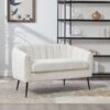 3 Piece Small Living Room Furniture Set, Sofa Loveseat & 2 Armchairs - Ivory - Image 6