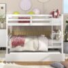 Full Over Full Bunk Bed With Trundle, Convertible To 2 Full Size Platform Bed, Full Size Bunk Bed With Ladder And Safety Rails For Kids, Teens, Adults - White - Image 2