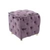Modern Velvet Upholstered Ottoman, Exquisite Small End Table, Soft Foot Stool, Dressing Makeup Chair, Comfortable Seat For Living Room, Bedroom, Entrance - Purple - Image 3