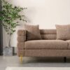Luxurious And Comfortable Upholstered Sofa With Golden Legs And Pillows For Living Room And Reception Area - Brown - Image 14