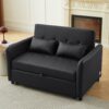Convertible Sleeper Bed, Adjustable Oversized Armchair With 3 USB Ports For Small Space - Black - Image 11