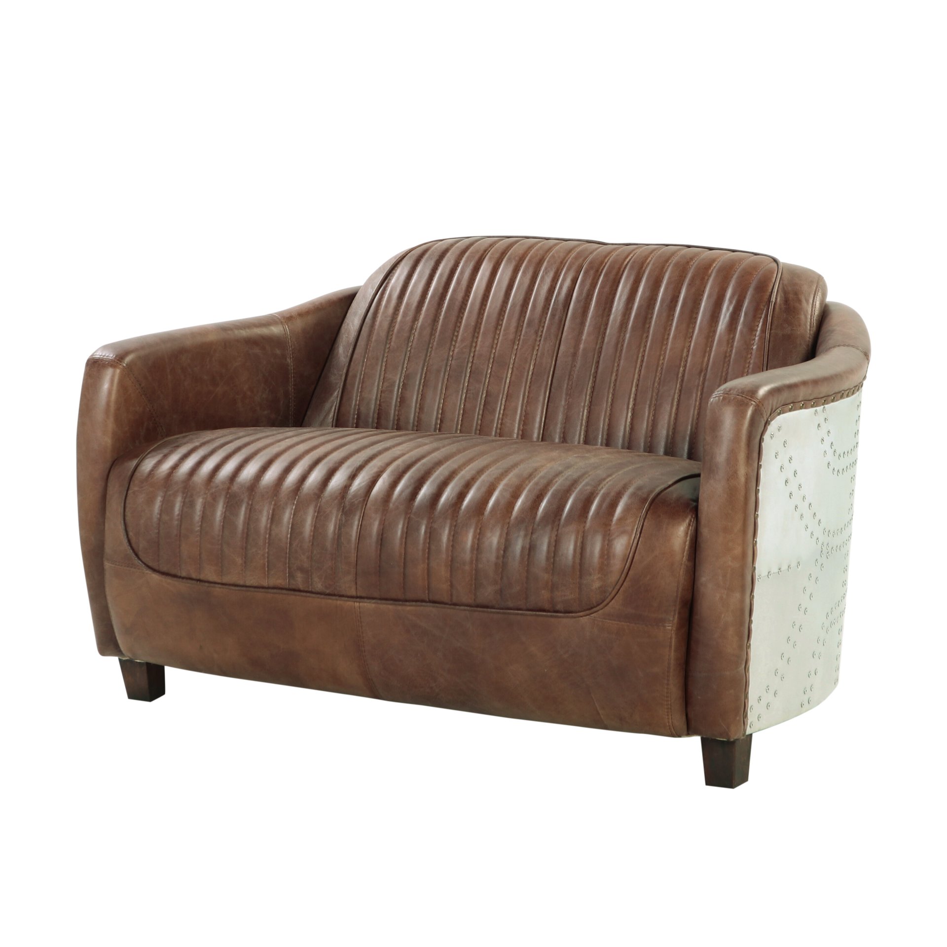 Brancaster - Grain Leather Loveseat - Brown - Image 2