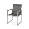 Poetic - Outdoor Dining Chair With Faux Wood Arms And Aluminum Frame (Set of 2) - Gray - Image 5