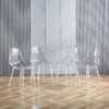 Dining Chair, Metal Leg, Plastic Seat (Set of 4) - White / Transparent - Image 2
