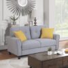 Modern Living Room Sofa Set Linen Upholstered Couch Furniture For Office, Home - Light Gray / Blue - Image 9