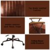 Brancaster - Aluminum Top Grain Leather Office Chair - Coffee - Image 3
