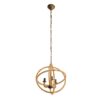 3 Light Farmhouse Chandelier, Rope Chandelier Globe Hanging Light Fixture With With Adjustable Chain For Kitchen, Bulb Not Included - Beige Brown - Image 2