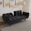 Sofa Soft Two Armrests Throw Pillow Pillow Comfortable Fit Apartment Bedroom Small Space - Black - Image 3