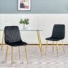 Modern Light Luxury Dining Chair With Gold Metal Legs (Set of 4) - Black - Image 2