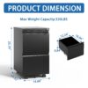 Sleek Modern 2 Drawer Metal Mobile File Cabinet With Lock, Compact Size - Black - Image 3