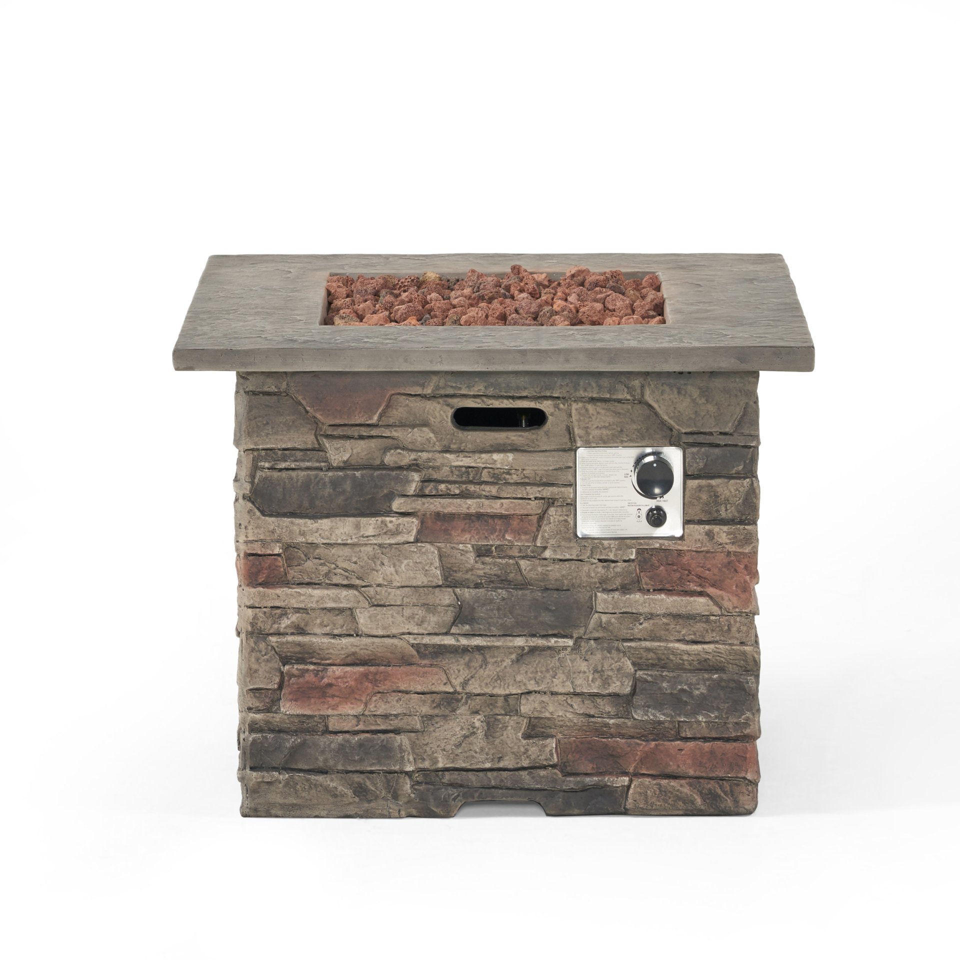 Classic Design Square Fire Pit With Top And 40, 000 Btu Heat Output - Stone Gray - Image 9