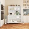 Contemporary Kitchen Pantry Cabinet With Glass Doors, Adjustable Shelves, Steel - Brushed Nickel - Image 5