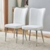 Modern Minimalist Dining Chairs Office Chairs (Set of 2) - White / Silver - Image 4