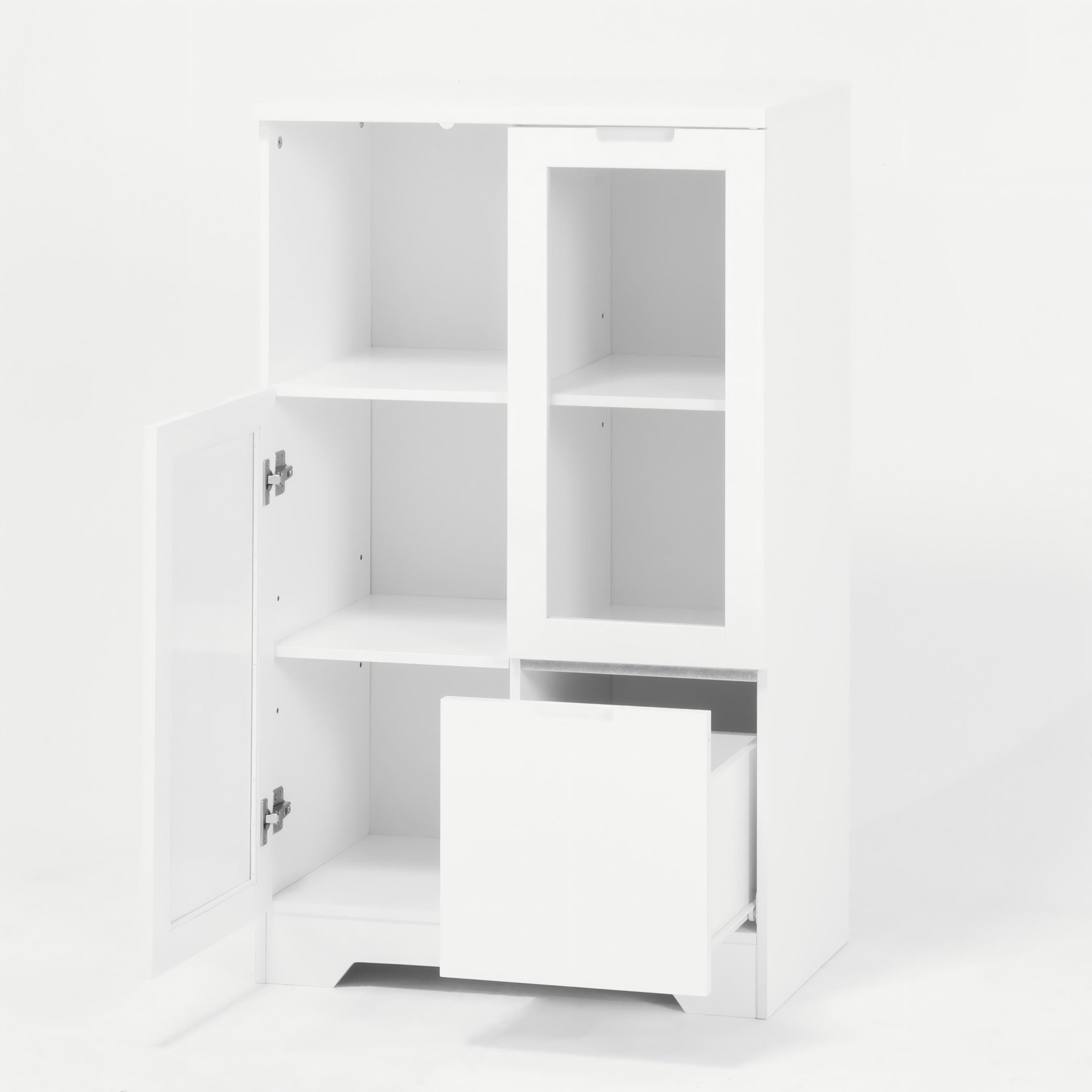 Modern Painted Cabinet With Glass Doors And Drawer - White - Image 24