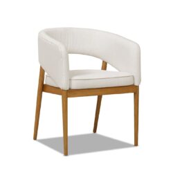 Mirah - Modern Open Barrel Dining Chair - Eggshell White