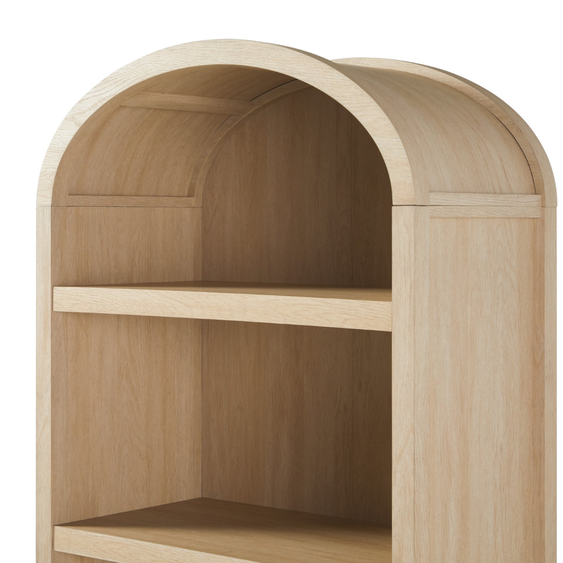 Modern 5 Shelf Open Arched Bookshelf - Oak - Image 4