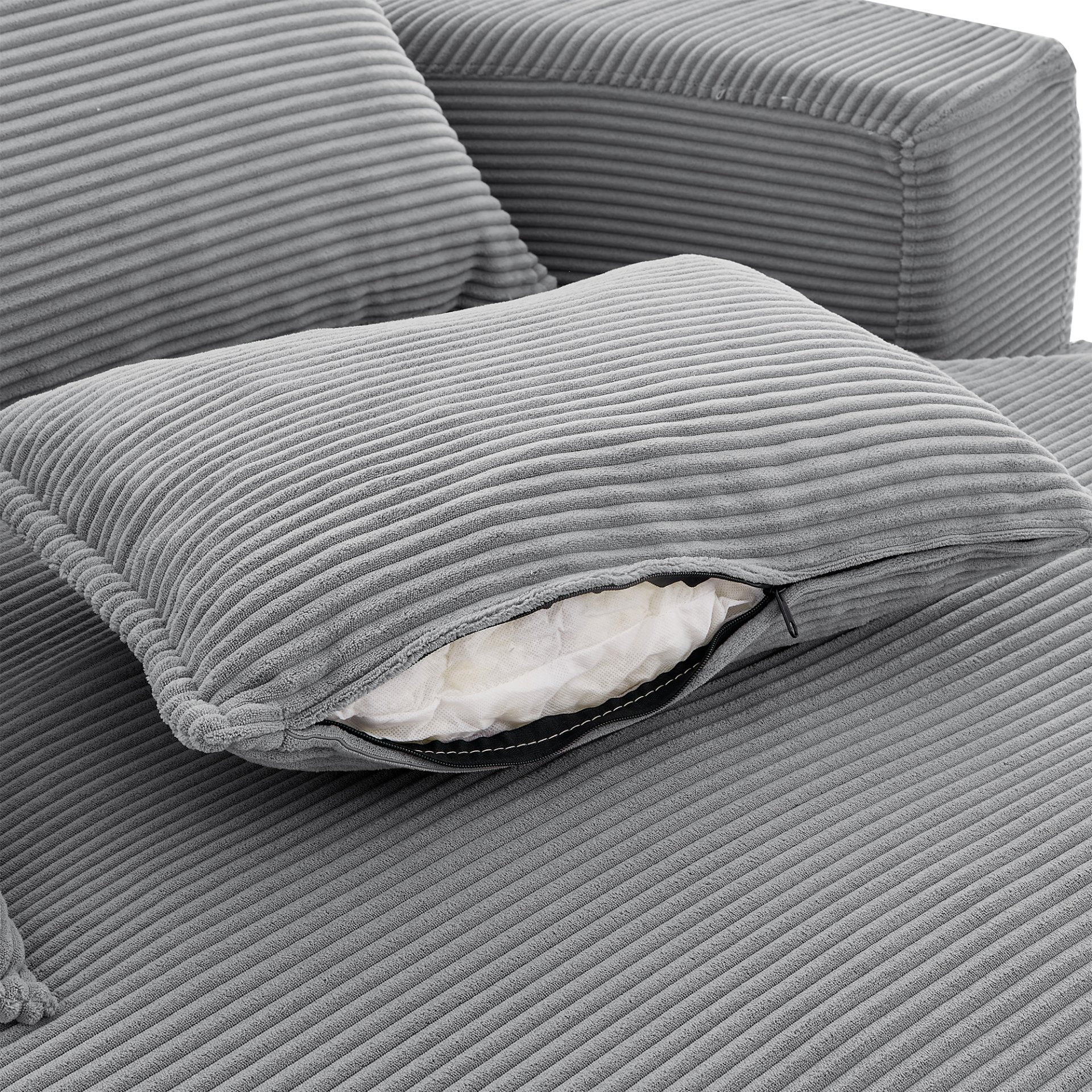 360° Swivel Sofa Chair Accent Barrel Chair With Dual Layer Cushion And 3 Removable Pillows, Corduroy - Gray - Image 16