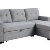 Upholstered Pull Out Sectional Sofa With Chaise - Light Gray - Image 2