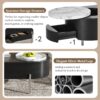 Lift Top Coffee Table With 360 Degree Marble Patterned Rotating Tray, Hidden Compartment, Partially Assembled Wooden Center Table, Modern Oval Lift Tabletop For Home Living Room - Black - Image 6