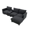 Modern Sectional Cloud Sofa With Console USB Charger Reading Light Cup Holder, Wide Seat 4 Seat Modular Couch Storable Indoor Funiture - Dark Gray - Image 5