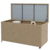 Outsunny - 83 Gallon Deck Box, Large Outdoor Storage Chest, Pe Wicker Trunk For Outside On Wheels For Garden Tools, Pool Toys & Patio Furniture Cushions - Brown - Image 10