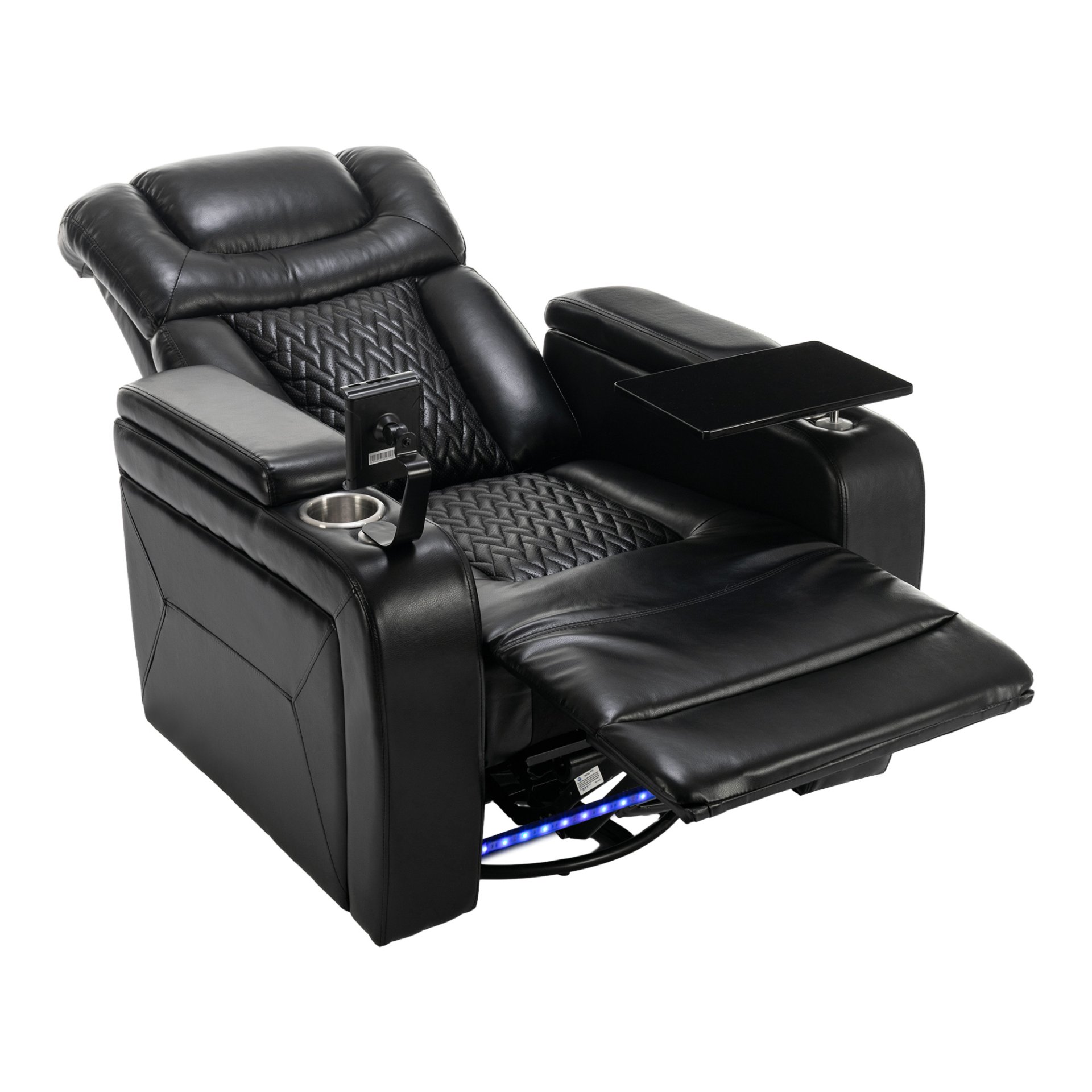Home Theater Recliner With 270 Degree Swivel, Tray Table, Phone Holder, Cup Holder & USB Port - Black - Image 13