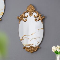 Decorative Oval Wall Mirror, Accent Mirror For Living Room, Entryway, Bedroom - Gold