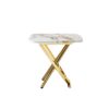 Contemporary Marble Pattern Top Side End Table With Stainless Steel Base, Square Shape - Gold - Image 4