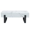 Minimalist Marble Patterned Coffee Table With Black Metal Legs - White / Black - Image 20