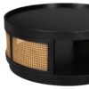 Wooden Mid-Century Modern Coffee Table, Round Cane Coffee Table With Side For Living Room - Dark Brown - Image 6