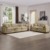 Modern Fabric Living Room Sofa Set, (Set of 2) Recliner Sofas Corduroy - Tan - Image 15