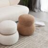 Snowman Stool With Lamb Wool Cushion And Solid Wood Frame - Light Camel - Image 8