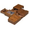 Mid Century Modern Coffee Table, Unique Square Wooden Coffee Table With 3 Drawers, Tempered Glass And Solid Wood Legs For Living Room - Brown - Image 16