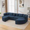 Boneless - Couch Modular Sectional Sofa With Deep Seating And Curved Design - Blue - Image 3